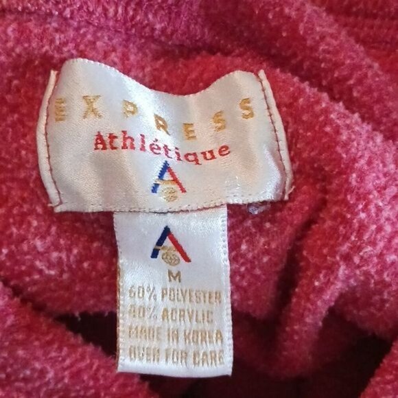 Vintage Express Hoodie Red Fleece Pullover Athletic 90s Womens Size M - Picture 5 of 5